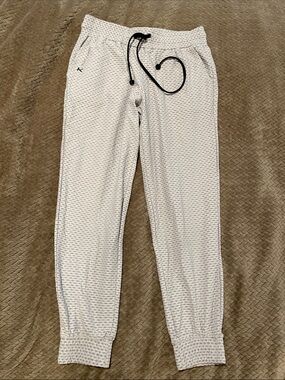 KORAL Textured White Jogger Pants with Black Drawstring